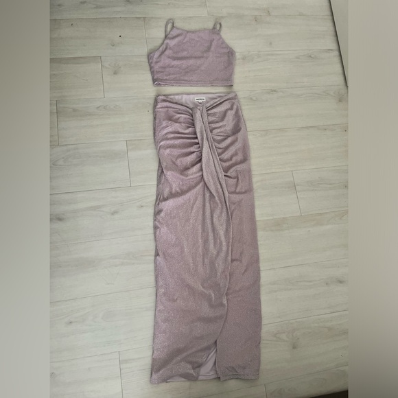 Superdown Set Halter Top Skirt Tiana Purple Lilac Metallic size S - Picture 4 of 6